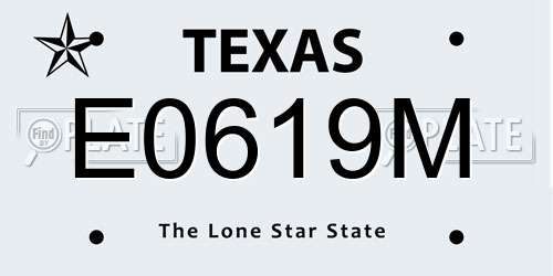E0619M Texas License Plate