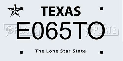 E065TO Texas License Plate
