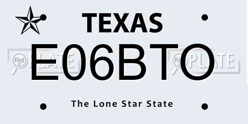 E06BTO Texas License Plate