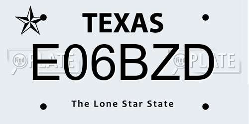 E06BZD Texas License Plate