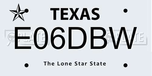 E06DBW Texas License Plate