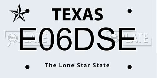 E06DSE Texas License Plate