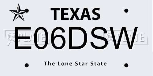 E06DSW Texas License Plate