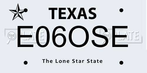E06OSE Texas License Plate