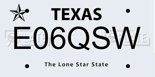 E06QSW Texas License Plate