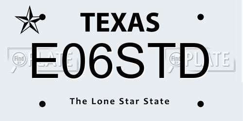 E06STD Texas License Plate