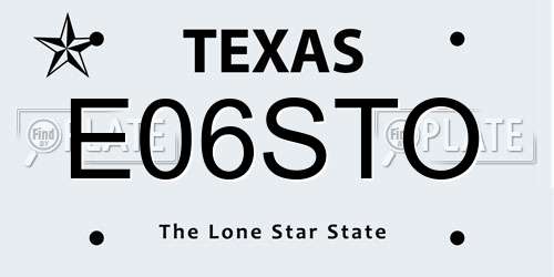 E06STO Texas License Plate