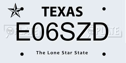 E06SZD Texas License Plate