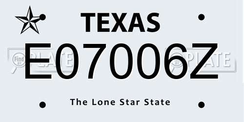 E07006Z Texas License Plate