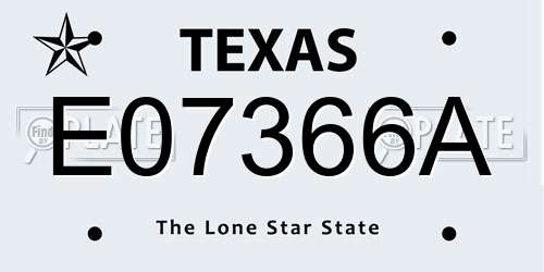 E07366A Texas License Plate