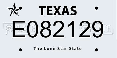E082129 Texas License Plate
