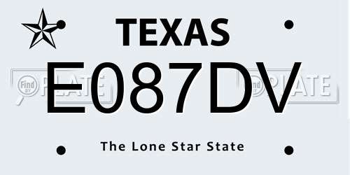 E087DV Texas License Plate