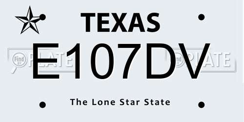 E107DV Texas License Plate