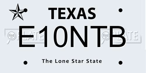 E10NTB Texas License Plate