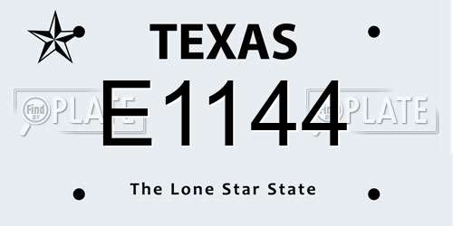 E1144 Texas License Plate