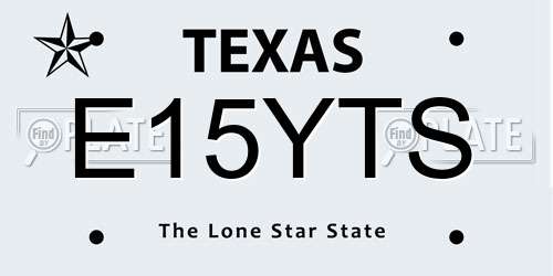 E15YTS Texas License Plate