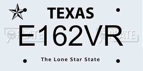 E162VR Texas License Plate