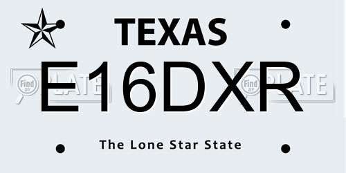 E16DXR Texas License Plate
