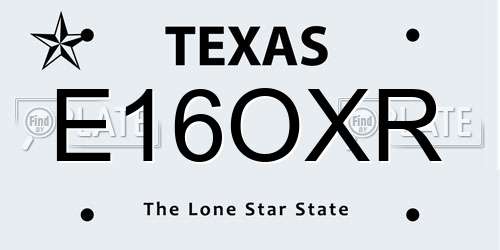 E16OXR Texas License Plate