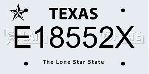 E18552X Texas License Plate