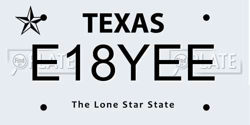 E18YEE Texas License Plate