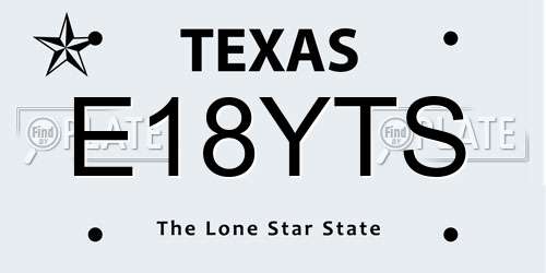 E18YTS Texas License Plate