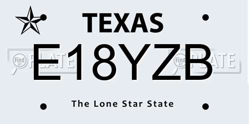 E18YZB Texas License Plate