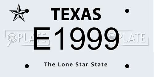 E1999 Texas License Plate