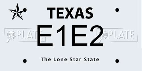 E1E2 Texas License Plate