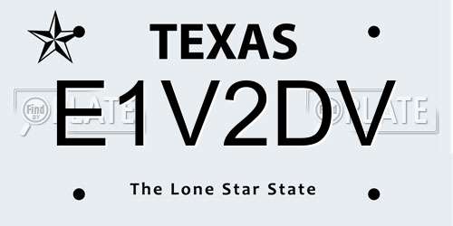 E1V2DV Texas License Plate
