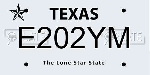 E202YM Texas License Plate