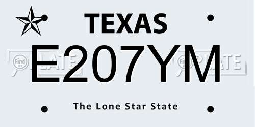 E207YM Texas License Plate