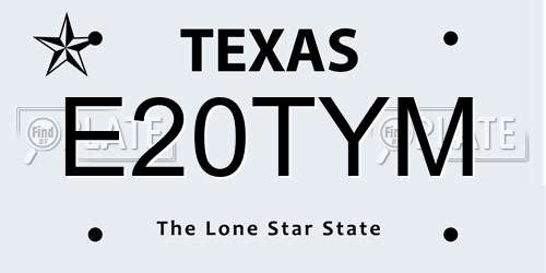 E20TYM Texas License Plate