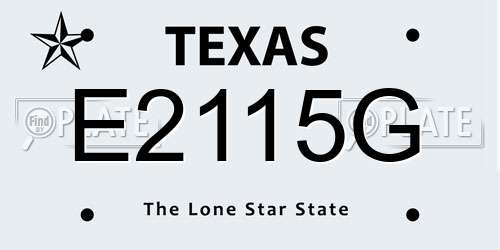 E2115G Texas License Plate