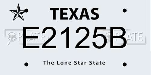 E2125B Texas License Plate