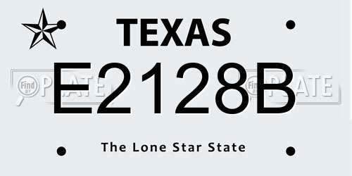 E2128B Texas License Plate