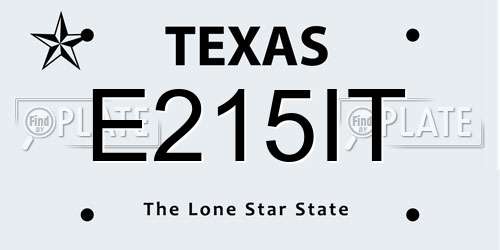 E215IT Texas License Plate