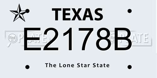 E2178B Texas License Plate