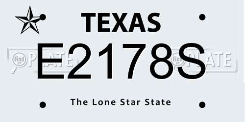E2178S Texas License Plate