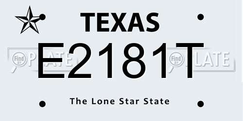 E2181T Texas License Plate