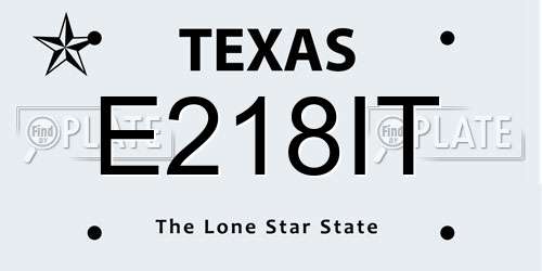 E218IT Texas License Plate