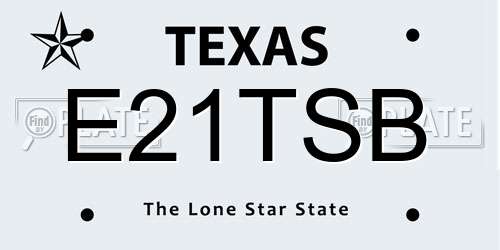 E21TSB Texas License Plate
