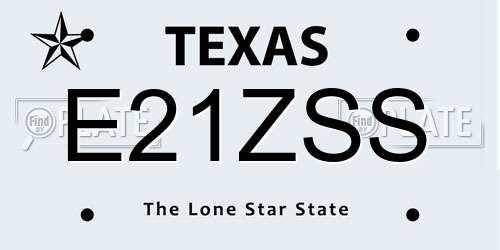 E21ZSS Texas License Plate