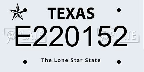 E220152 Texas License Plate