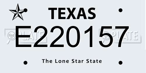 E220157 Texas License Plate