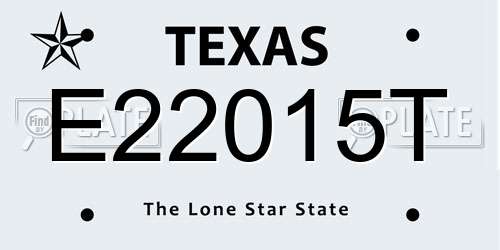 E22015T Texas License Plate