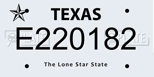 E220182 Texas License Plate