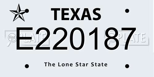 E220187 Texas License Plate
