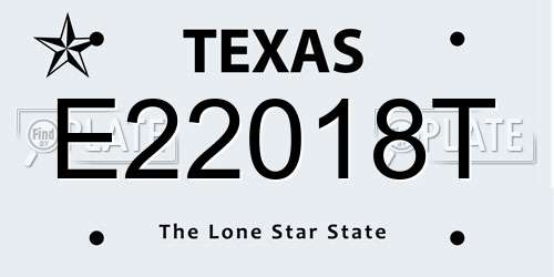 E22018T Texas License Plate