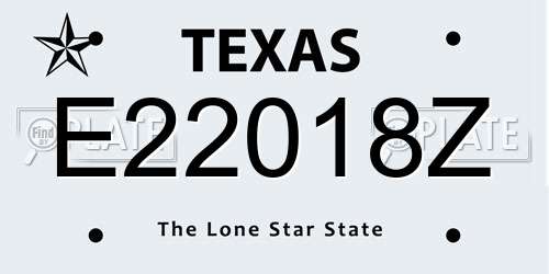 E22018Z Texas License Plate